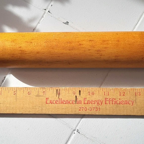 Vintage Rolling Pin Wooden Red Painted Handles  Farmhouse 17in Pies Retro - Picture 6 of 6